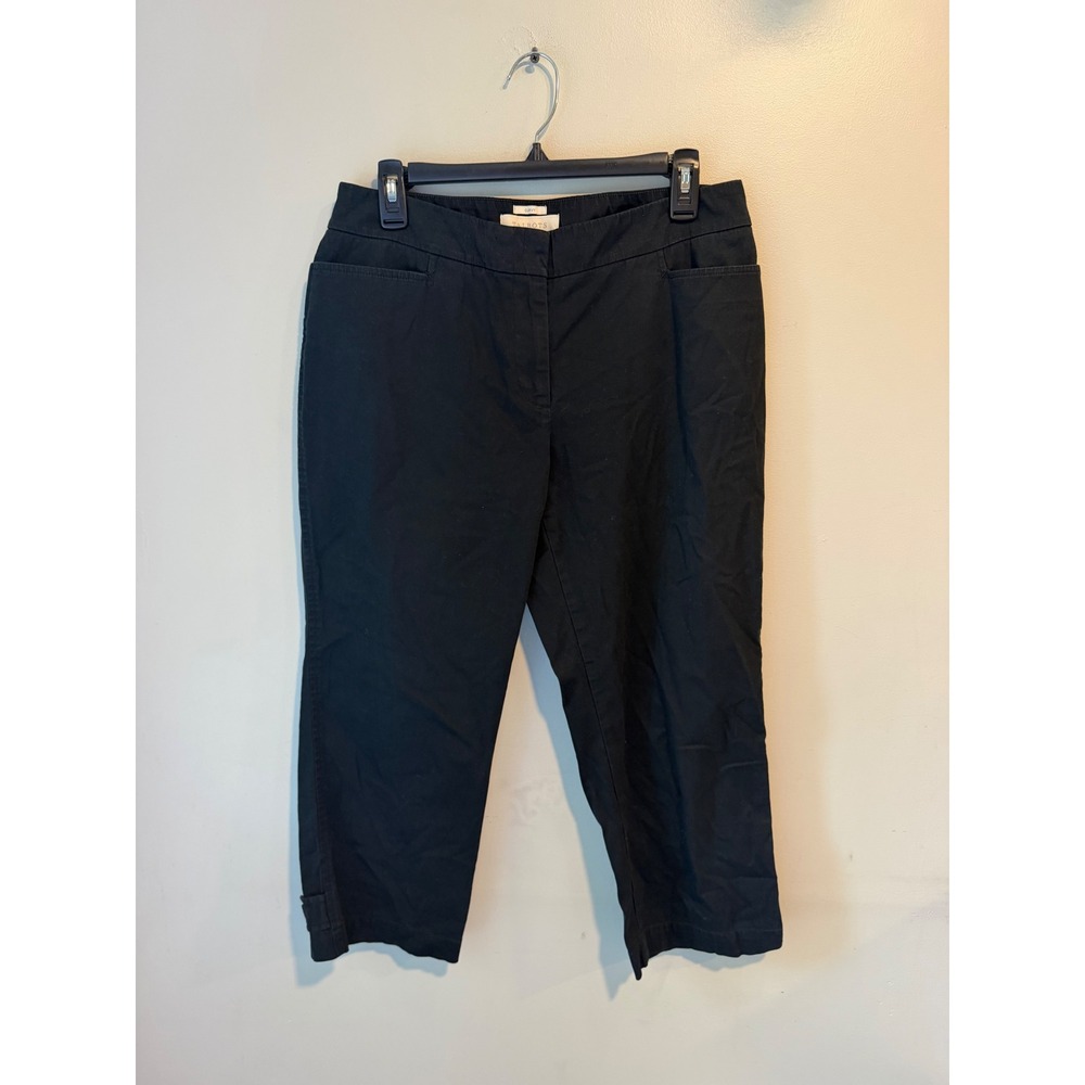 Talbots Curvy Fit Black Cropped Pants Womens 8 Button Hem‎ Detail Trousers